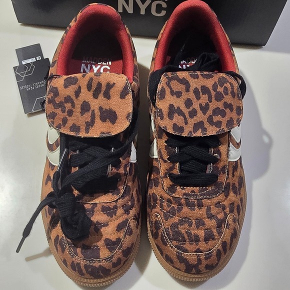 Madden NYC NIB Women Leopard Print FLDVR Sneaker Fold Over Tongue Brown Size 6 - Picture 6 of 8